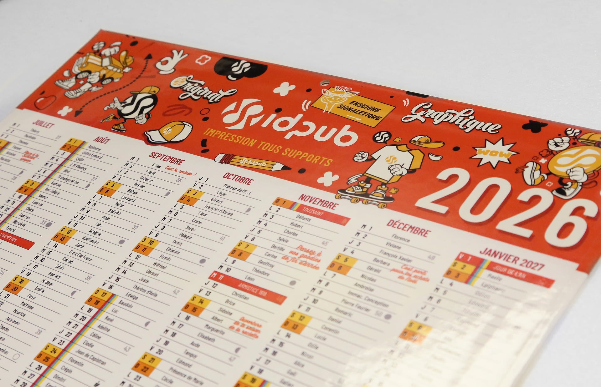 Calendrier mural publicitaire 2026 conçu par ID PUB