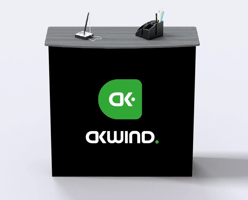 Comptoir d'accueil PLV personnalisé par impression au logo Akwind